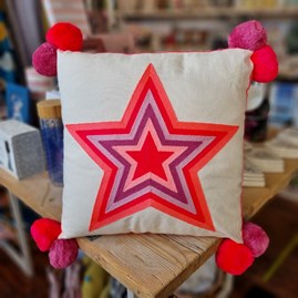What a Star Embroidered Cushion in Pinks What a Star Embroidered Cushion in Pinks