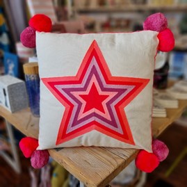 What a Star Embroidered Cushion in Pinks