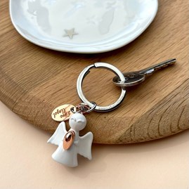 White & Rose Gold Angel Keyring