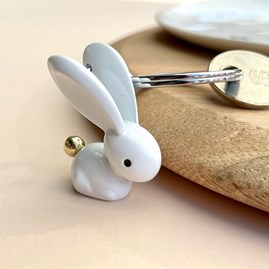 White Bunny Keyring