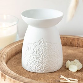 White Ceramic Mandala Oil Burner White Ceramic Mandala Oil Burner