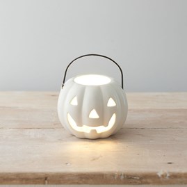 White Ceramic Pumpkin Lantern Halloween Gifts Home Decorations Pumpkin Tealight Holder