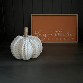 White Knitted Wool Pumpkin Medium White Knitted Wool Pumpkin Medium