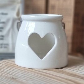 White Porcelain Cut Out Heart Tealight Holder