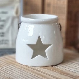 White Porcelain Cut Out Star Tealight Holder White Porcelain Cut Out Star Tealight Holder