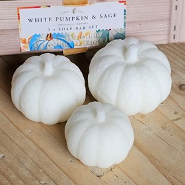 White Pumpkin & Sage 3pc Pumpkin Soap Bar Set Halloween Gifts Halloween Toiletry Gifts Novelty Scented Bars Of Soap Halloween Pumpkins