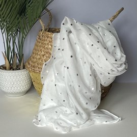 White Scarf With Metallic Stars Gifts For Women Scarves And Accessories White Scarf With Metallic Stars