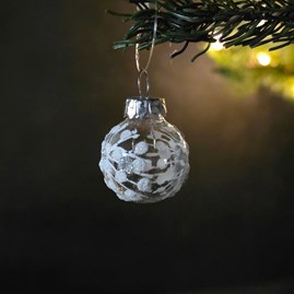 White Snowflake Clear Glass Bauble Christmas Decoration