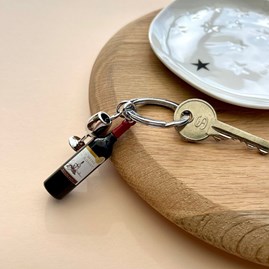 Wine Bottle & Glass Keyring