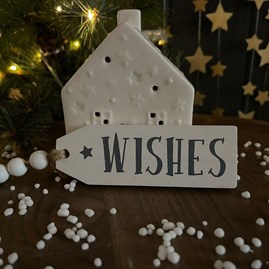'Wishes' Wooden Chunky Christmas Gift Tag