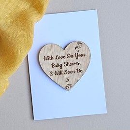 'With Love On Your Baby Shower' Wooden Token and Card Baby Shower Cards Baby Shower Gifts Handmade Sentiment Token Greetings Card