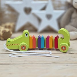 Orange Tree Wooden Gifts For Children Pull Along Toys Bright Colours Wooden Crocodile Pull Along Toy