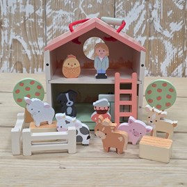 Wooden Farmyard Play Set Orange Tree Creative Imaginative Play Wooden Farmyard Play Set Gifts For Children