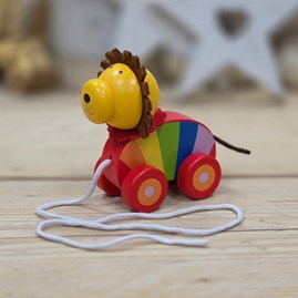 Orange Tree Wooden Gifts For Children Pull Along Toys Bright Colours Wooden Pull Along Lion