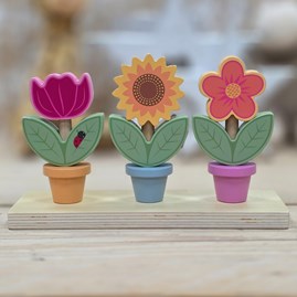 Orange Tree Wooden Gifts For Children Stacking Wooden Flower Pots Toy Game Colour Shape Recognition