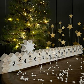 Xmas Novelty Reusable Advent Countdown Calendar Wooden Star Tree Design