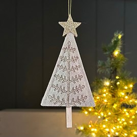 Wooden Tree With Gold Star Hanging Christmas Decoration Christmas Gifts Festive Gifts Christmas Decorations Hanging Wooden Decorations