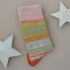 Wool Blend Nordic Socks in Pink Warm Cosy Snuggly Winter Socks Clothing Accessories Christmas Gifts Birthday Gifts Wool Alpaca Blend