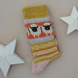 Wool Blend Sheep Socks in Mustard Yellow Warm Cosy Snuggly Winter Socks Clothing Accessories Christmas Gifts Birthday Gifts Wool Alpaca Blend