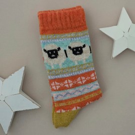 Wool Blend Sheep Socks in Orange Warm Cosy Snuggly Winter Socks Clothing Accessories Christmas Gifts Birthday Gifts Wool Alpaca Blend