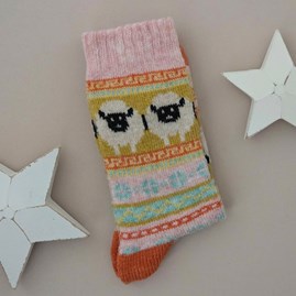 Wool Blend Sheep Socks in Pink Warm Cosy Snuggly Winter Socks Clothing Accessories Christmas Gifts Birthday Gifts Wool Alpaca Blend