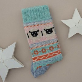 Wool Blend Sheep Socks in Turquoise Blue Warm Cosy Snuggly Winter Socks Clothing Accessories Christmas Gifts Birthday Gifts Wool Alpaca Blend