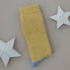 Wool Blend Socks in Yellow & Dusky Blue Warm Cosy Snuggly Winter Socks Clothing Accessories Christmas Gifts Birthday Gifts Wool Alpaca Blend