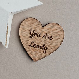 'You Are Lovely' Heart Pocket Token Wooden Sentiment Token Wooden Keepsake Gift Sentiment Gifts Pocket Token Gift