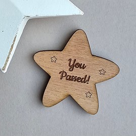 'You Passed!' Wooden Star Pocket Token Wooden Sentiment Token Wooden Keepsake Gift Sentiment Gifts Pocket Token Gift