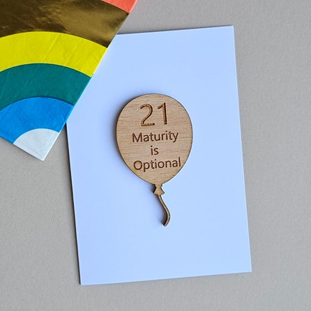'21 Maturity is Optional' 21st Birthday Token and Card 21st Birthday Card Wooden Sentiment Token Wooden Keepsake Gift Sentiment Gifts