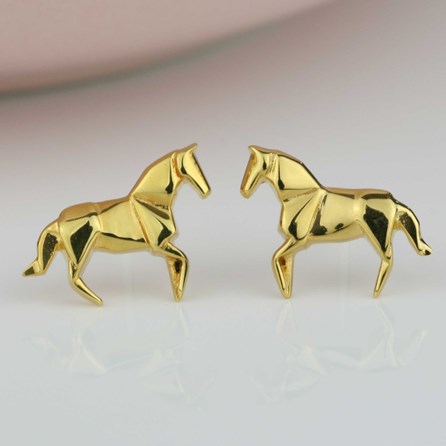 Sterling Silver And Gold Plated Origami Horse Earrings Sterling Silver And Gold Plated Origami Horse Earrings