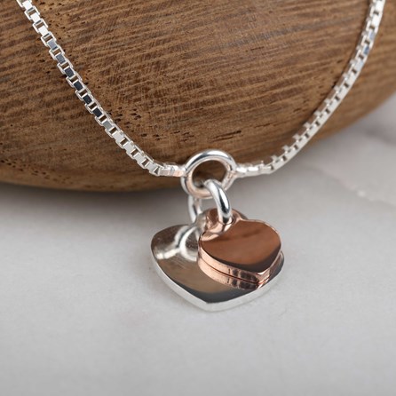 Sterling Silver Twin Heart Charms Bracelet Sterling Silver Twin Heart Charms Bracelet