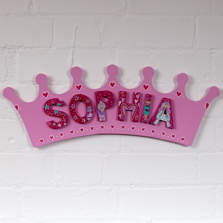 Large Wooden Pink Crown Name Plaque Large Wooden Pink Crown Name Plaque