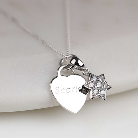 Personalised Children's Heart And Star Necklace Personalised Children's Heart And Star Necklace