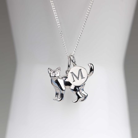 Personalised Solid Silver Cat Necklace Personalised Solid Silver Cat Necklace