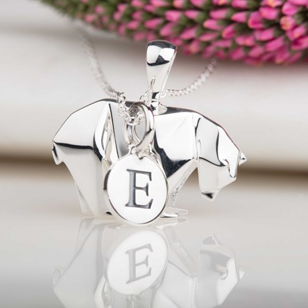 Personalised Silver Origami Polar Bear Necklace Personalised Silver Origami Polar Bear Necklace
