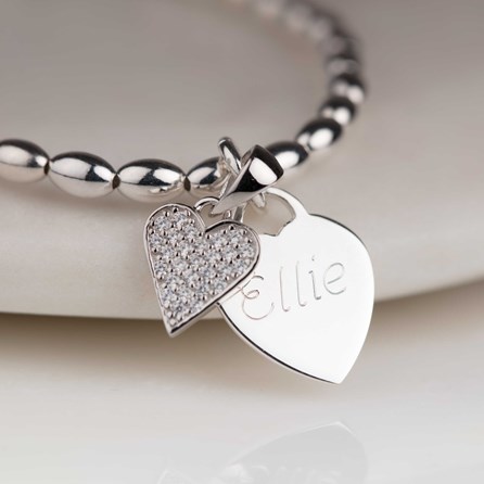 Personalised Children's Silver Heart Charm Bracelet Personalised Children's Silver Heart Charm Bracelet