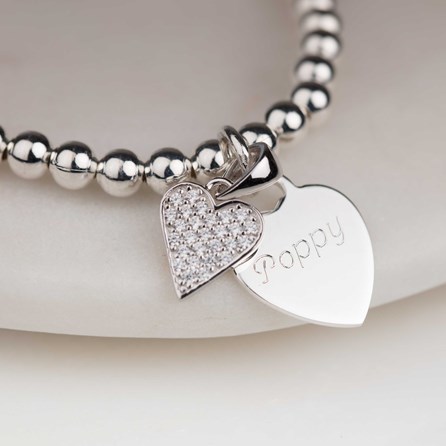 Personalised Children's Silver Heart Bead Bracelet Personalised Children's Silver Heart Bead Bracelet