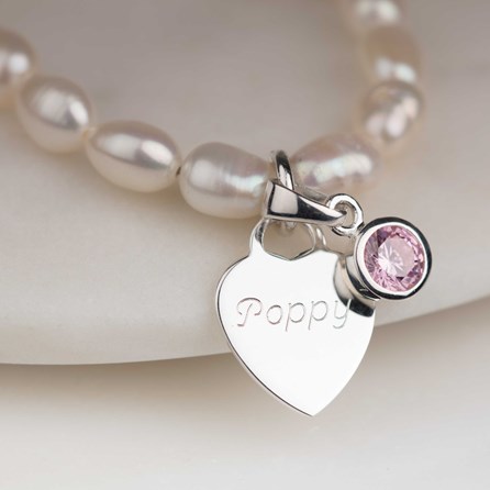 Personalised Children's Pearl Birthstone Bracelet Personalised Children's Pearl Birthstone Bracelet
