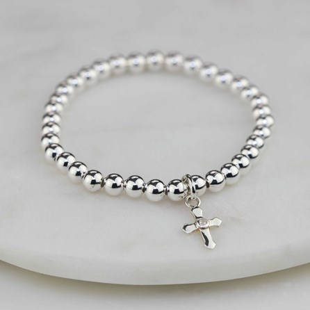 Child's Christening Bracelet With Silver Cross Christening jewellery christening gift for girls bracelet silver plated sterling silver cross