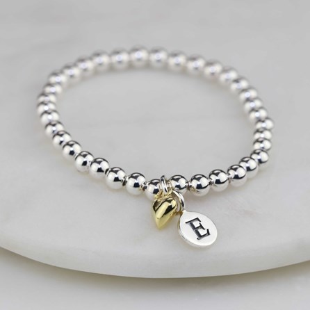 Personalised Children's Bracelet With Gold Plated Heart Bridal Jewellery Bridesmaid Jewellery Wedding Jewellery Flower Girl Maid of Honour Jewellery