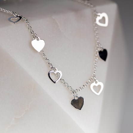 Solid Silver Open Heart Charm Bracelet Solid Silver Open Heart Charm Bracelet