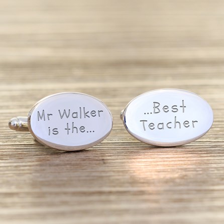 Personalised Thank You 'Best Teacher' Cufflinks Personalised Jewellery For Men Thank You Teacher Gifts Silver Plated Cufflinks