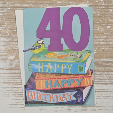 '40' Bookstack Lasercut Birthday Card '40' Bookstack Lasercut Birthday Card