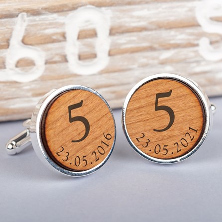 Personalised Silver And Wood 5th Anniversary Cufflinks Gifts For Men Jewellery For Men Accessories For Men personalise Silver Cherry Wood Infinity Cufflink