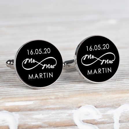 Personalised 'Mr And Mrs' Infinity Cufflinks Wedding Accessories For Men Wedding Jewellery For Men Clothing Accessories For Men 'Mr And Mrs'