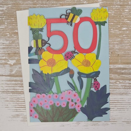 '50' Bees Lasercut Birthday Card Stunning Unique 50th Birthday Card Lasercut Greetings Card Milestone Birthday Card
