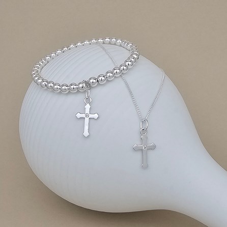 925 Silver Communion Cross Necklace and Bracelet Set First holy communion jewellery first holy communion bracelet first holy communion necklace cross
