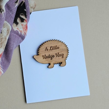 'A Little Hedge Hug' Hedgehog Pocket Token and Card Wooden Sentiment Token Wooden Keepsake Gift Sentiment Gifts Sentiment Greetings Card