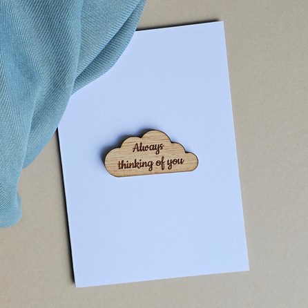 'Always Thinking Of You' Cloud Pocket Token and Card Wooden Sentiment Token Wooden Keepsake Gift Sentiment Gifts Sentiment Greetings Card